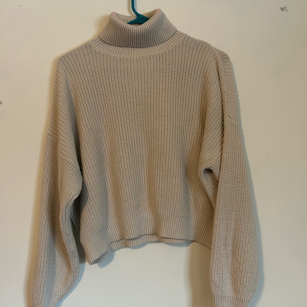 Brandy Melville Cream Ribbed Turtleneck Sweater